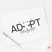 Kat aannemen ovale sticker (Envelop)