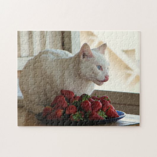 Kat & Aardbeien Puzzel! Legpuzzel (Horizontaal)
