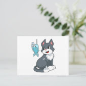 Kat Aas Vis Briefkaart (Staand voorkant)