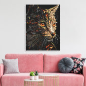 Kat abstract portret canvas afdruk (Insitu (Woonkamer))