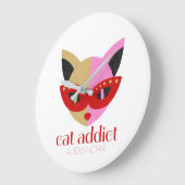 Kat Addicate Cute Red Pink Gold Name Persoonlijk Grote Klok (Hoek)