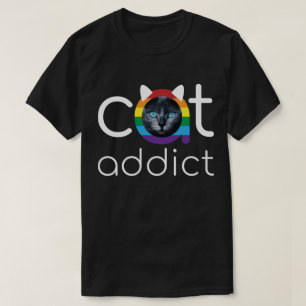 Kat Addicate White Rainbow Blue Eyes Artwork T-shirt