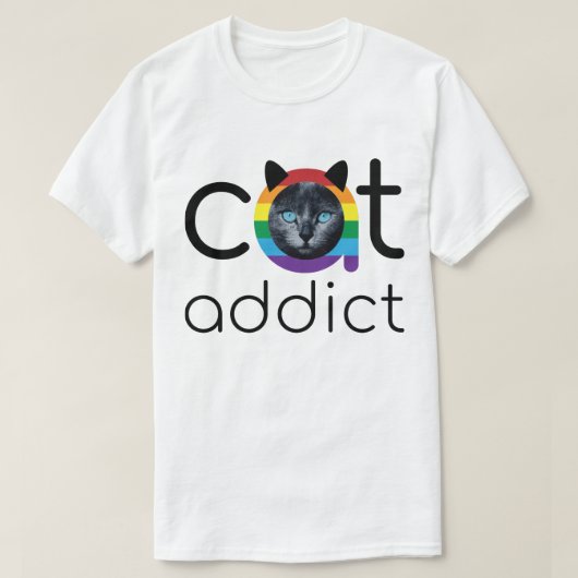 Kat Addict Black Rainbow Blue Eyes Artwork T-shirt (Design voorkant)