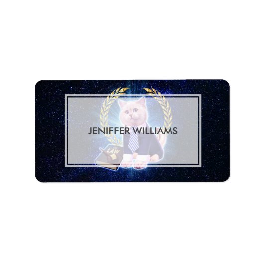 Kat advocaat in de ruimte etiket (Voorkant)