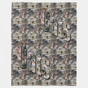 Kat Afbeelding collage en Logo, groot Fleece Deken