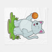 Kat als Basketball-speler met Basketball Fleece Deken (Voorkant (Horizontaal))