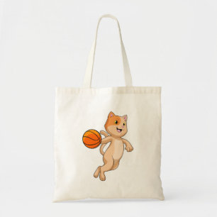 Kat als Basketball-speler met Basketball Tote Bag