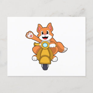 Kat als Biker met Scooter.PNG Briefkaart