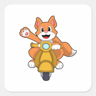Kat als Biker met Scooter.PNG Vierkante Sticker