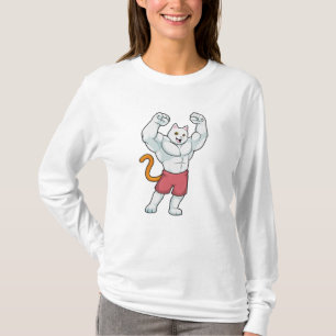 Kat als Bodybuilder met grote spieren T-shirt
