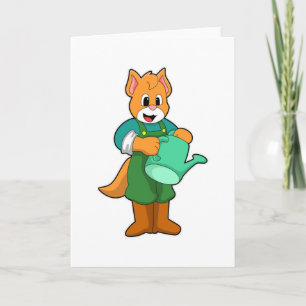 Kat als boer met gieter kaart