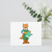 Kat als boer met water briefkaart (Staand voorkant)