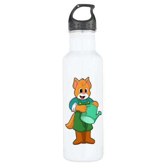 Kat als boer met water waterfles  (Voorkant)