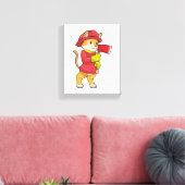 Kat als brandweerman met Ax Canvas Afdruk (Insitu (Woonkamer))