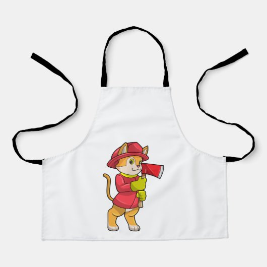 Kat als brandweerman met Ax Schort (Voorkant)
