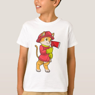 Kat als brandweerman met Ax T-shirt