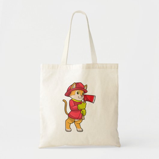Kat als brandweerman met Ax Tote Bag (Voorkant)