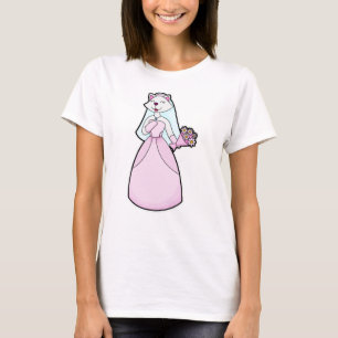 Kat als bruid met bos bloemen t-shirt