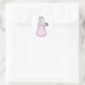 Kat als bruid met bos bloemen vierkante sticker (Tas)