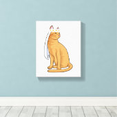 Kat als bruid met sluier canvas afdruk (Insitu (Houten vloer))