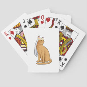 Kat als bruid met sluier pokerkaarten