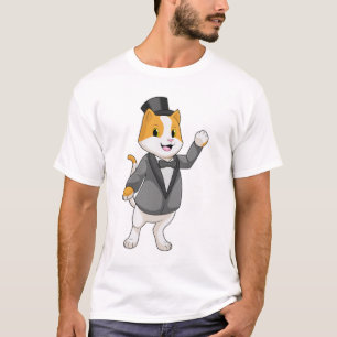 Kat als bruidegom met lint t-shirt