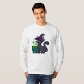 Kat als heks met Cauldron T-shirt (Voorkant volledig)