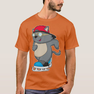 Kat als ijsschaatser met ijs-schaatsen t-shirt