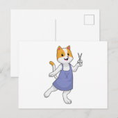 Kat als kapper met schaar briefkaart (Voorkant / Achterkant)