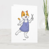 Kat als kapper met schaar kaart (Achterkant)