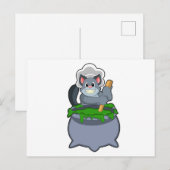 Kat als kok met toverdrank briefkaart (Voorkant / Achterkant)