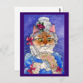 Kat als koningin Marie Antoinette Briefkaart (Voorkant / Achterkant)