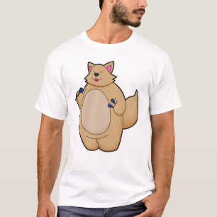 Kat als kunstspeler met kunstkleed t-shirt