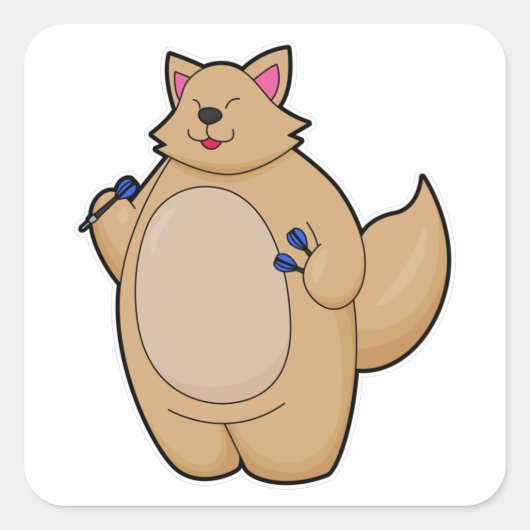 Kat als kunstspeler met kunstkleed vierkante sticker (Voorkant)