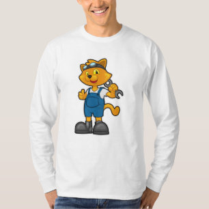 Kat als Mechanisch met Spanner T-shirt