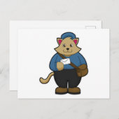 Kat als postbode met envelop en tas briefkaart (Voorkant / Achterkant)