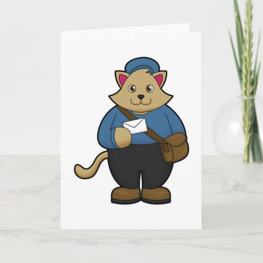 Kat als Postbode met Envelop en Tas Kaart (Voorkant)