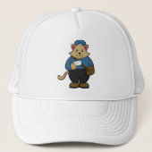 Kat als Postman met envelop en tas Trucker Pet (Voorkant)