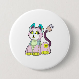 Kat als Robot Ronde Button 7,6 Cm