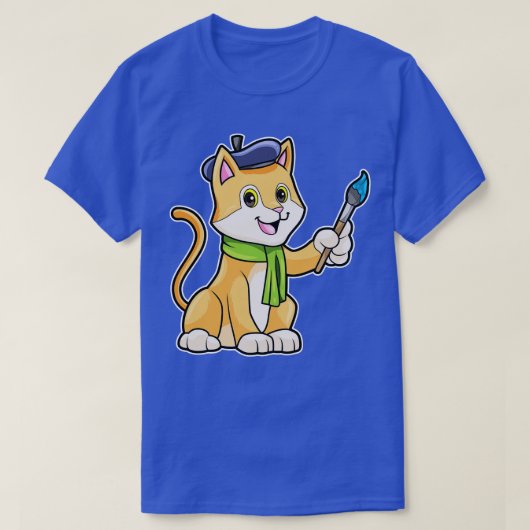 Kat als Schilder met Borstelsjaal T-shirt (Design voorkant)