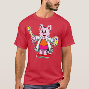 Kat als Schilder met Borstelverf T-shirt