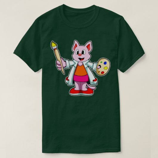 Kat als Schilder met Borstelverf T-shirt (Design voorkant)