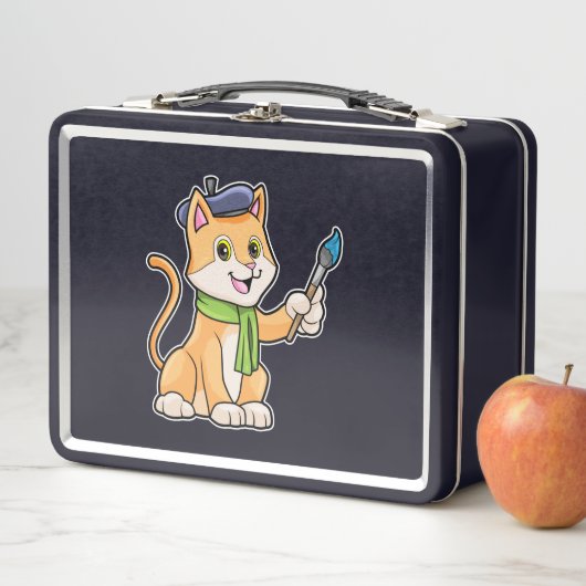 Kat als schilder met penseel en karf (In situ)