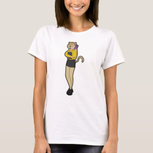 Kat als secretaris met laptop en mobiele telefoon t-shirt