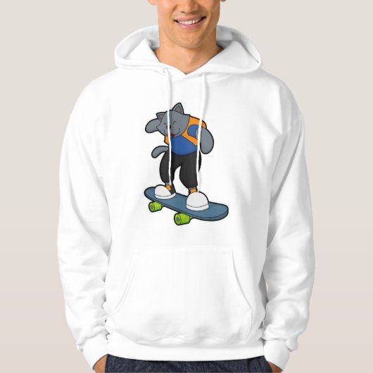 Kat als Skateboarder met Skateboard Hoodie (Voorkant)