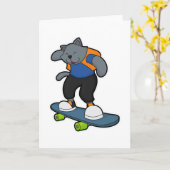 Kat als Skateboarder met Skateboard Kaart (Gele Bloem)