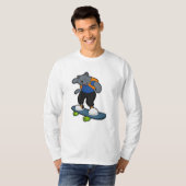 Kat als Skateboarder met Skateboard T-shirt (Voorkant volledig)