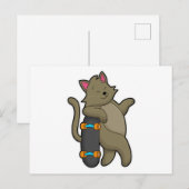 Kat als skater met skateboard briefkaart (Voorkant / Achterkant)