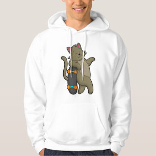 Kat als Skater met skateboard Hoodie