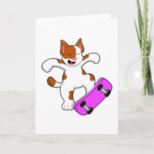 Kat als skater met skateboard kaart